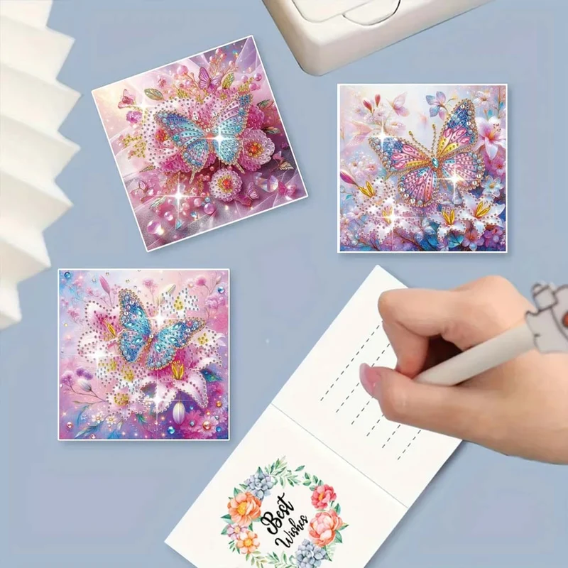 5D Diamond Painting Grußkarten – Schmetterlingszauber 6 Stück
