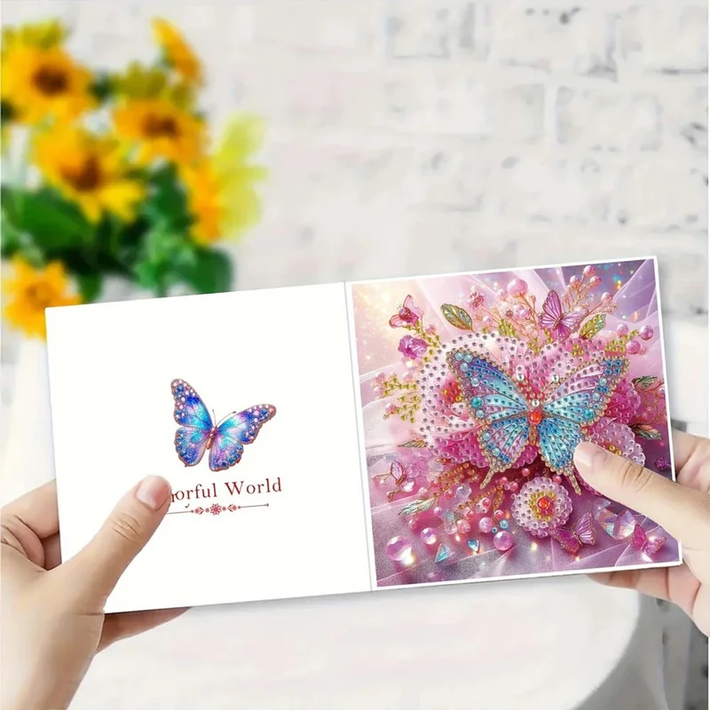 5D Diamond Painting Grußkarten – Schmetterlingszauber 6 Stück