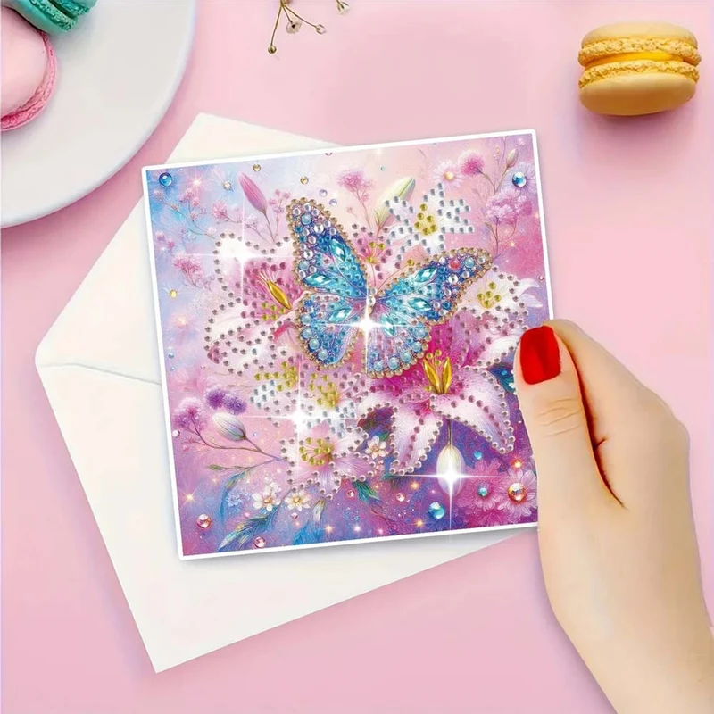 5D Diamond Painting Grußkarten – Schmetterlingszauber 6 Stück