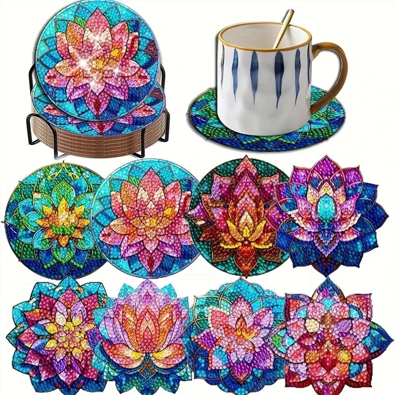 5D Diamond Painting Untersetzer – Lotusblumen Eleganz