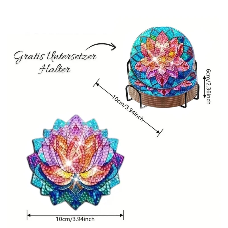 5D Diamond Painting Untersetzer – Lotusblumen Eleganz