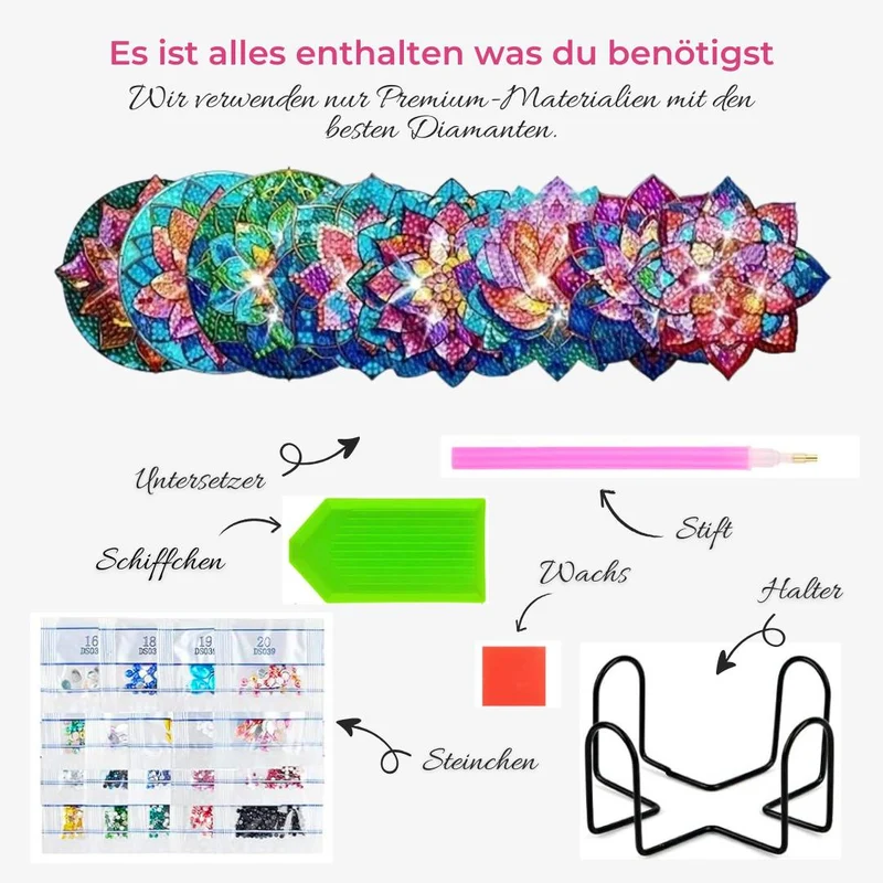 5D Diamond Painting Untersetzer – Lotusblumen Eleganz