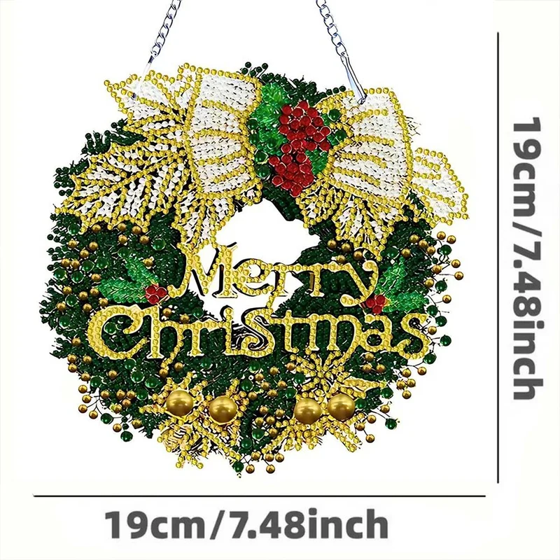 5D Diamond Painting Türkranz – Glitzerkranz Merry Christmas
