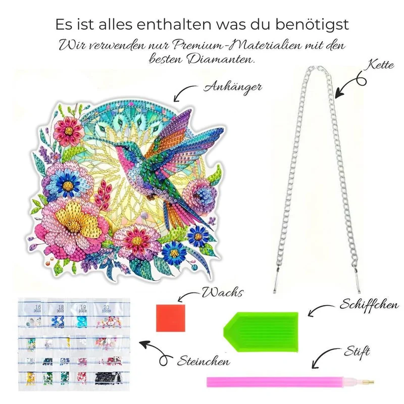 5D Diamond Painting Wandanhänger – Sonnenflug des Kolibris