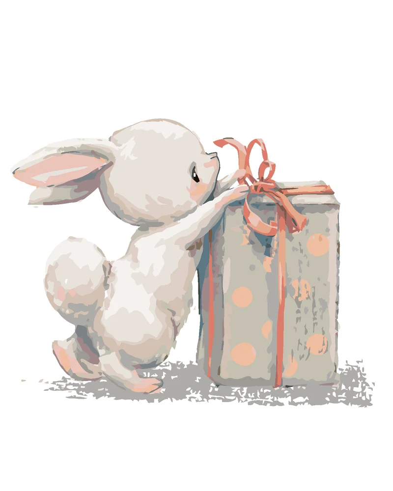 Diamond painting - HASE MIT GEBURTSTAGSGESCHENK