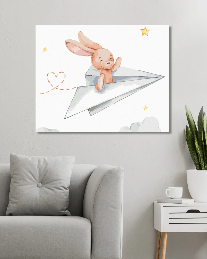 Diamond painting - KANINCHEN IM PAPIERFLIEGER