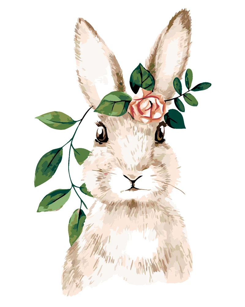 Diamond painting - HASE MIT ROSEN