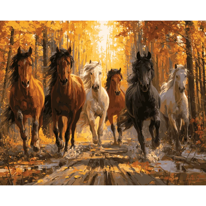 Wildpferde im Herbst