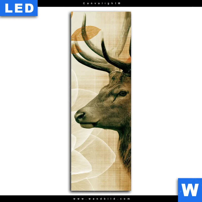Canvalight® Leuchtbild | Hirsch - Waldkönig in Herbstfarben | Schmal