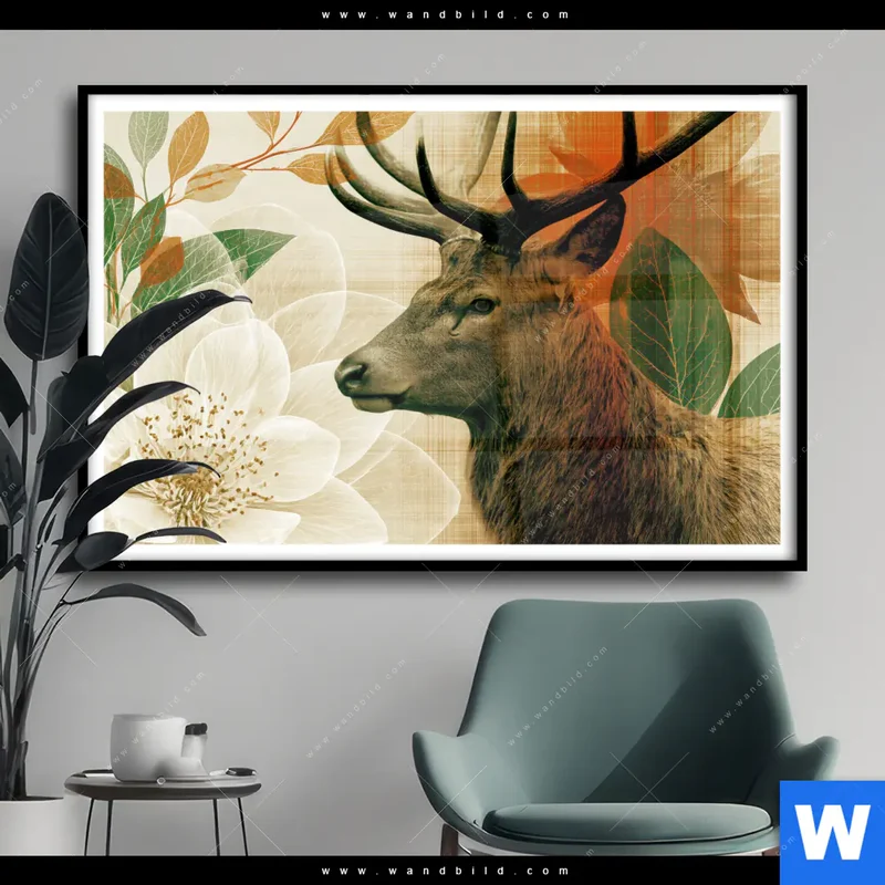 Poster | Hirsch - Waldkönig in Herbstfarben | Querformat