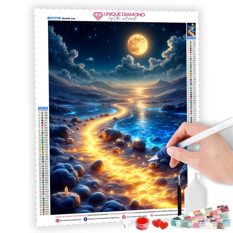 5D Diamond Painting – Pfad aus Mondlicht
