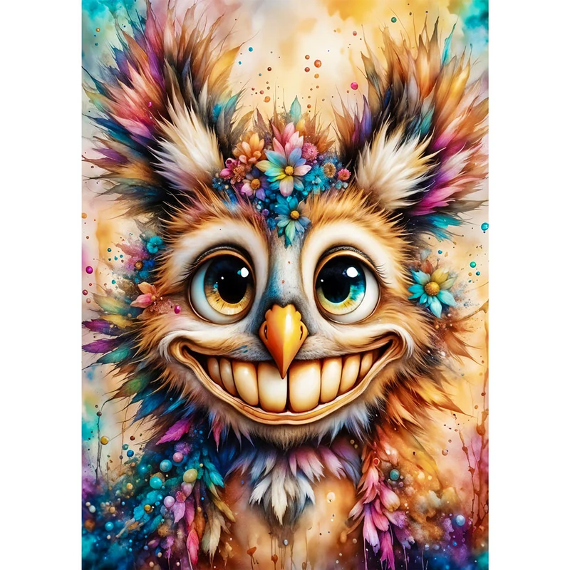 5D Diamond Painting – Grinse-Eule Glubschi