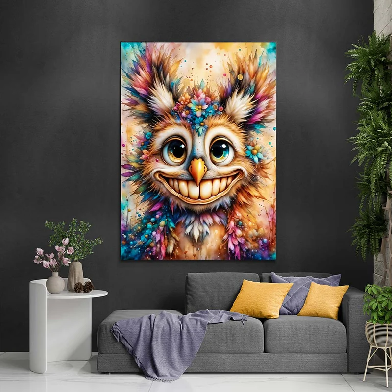 5D Diamond Painting – Grinse-Eule Glubschi
