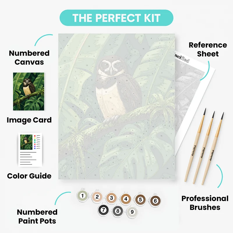 Spectacled Owl in the Jungle - Paint by Numbers Kit