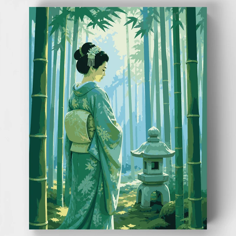Bamboo Grove Geisha - Paint by Numbers Kit