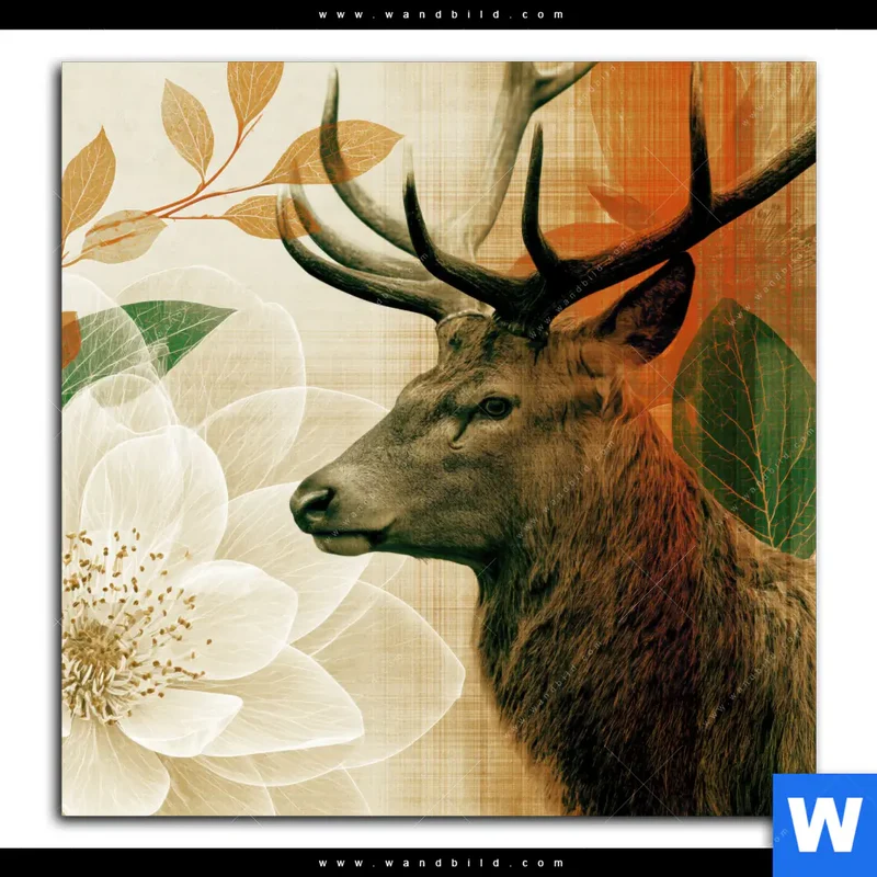 Spannbild | Hirsch - Waldkönig in Herbstfarben | Quadrat
