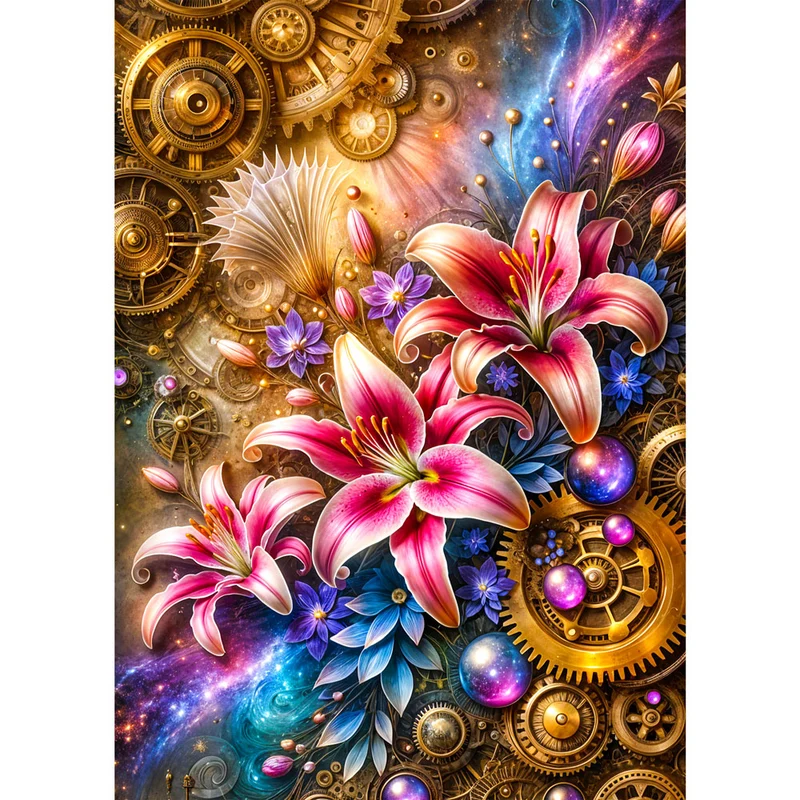 5D Diamond Painting – Mechanische Blütenfantasie