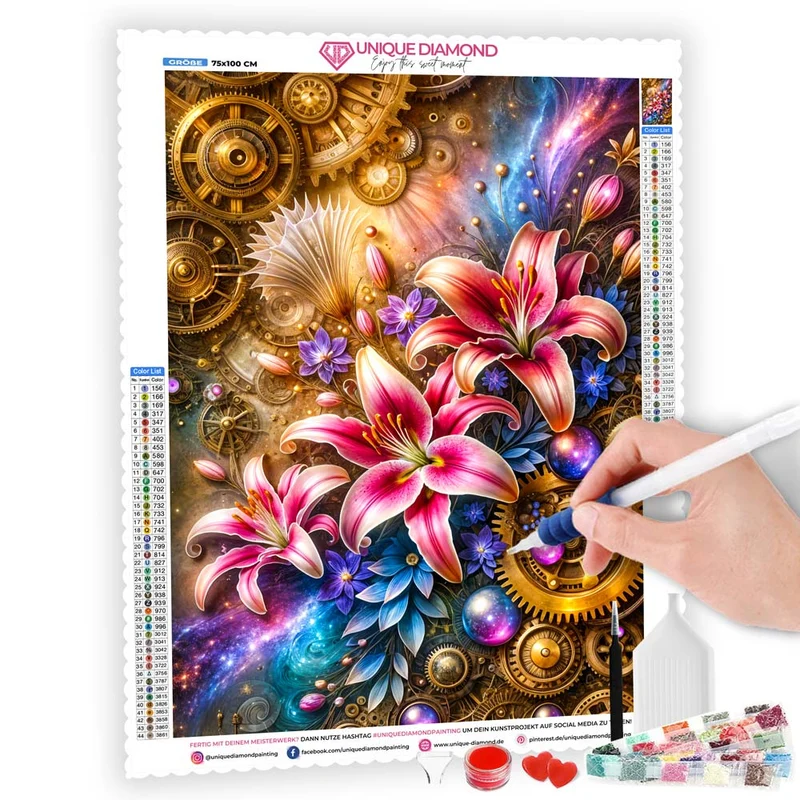 5D Diamond Painting – Mechanische Blütenfantasie
