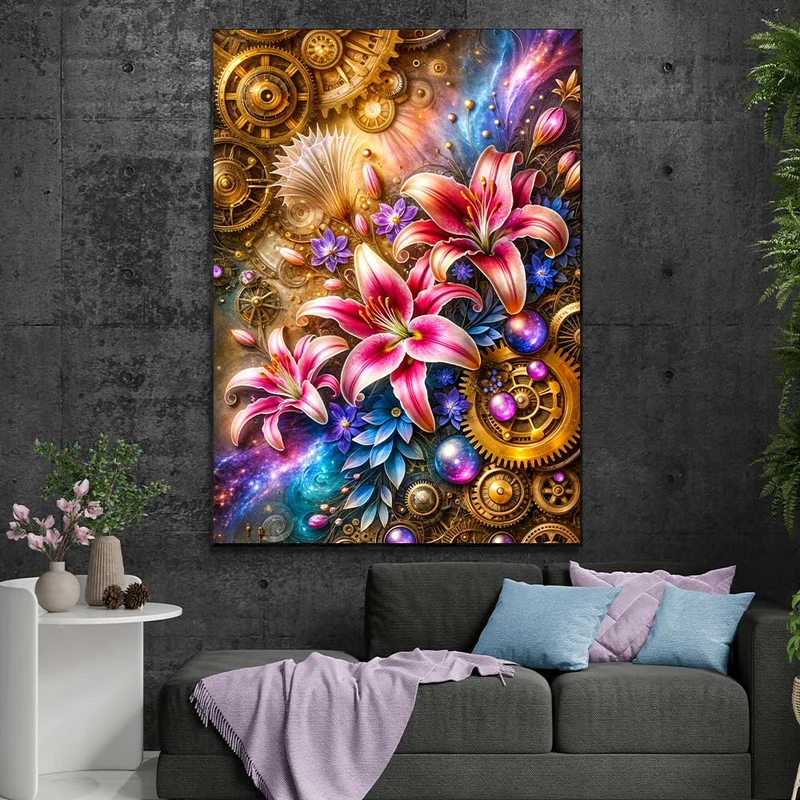 5D Diamond Painting – Mechanische Blütenfantasie