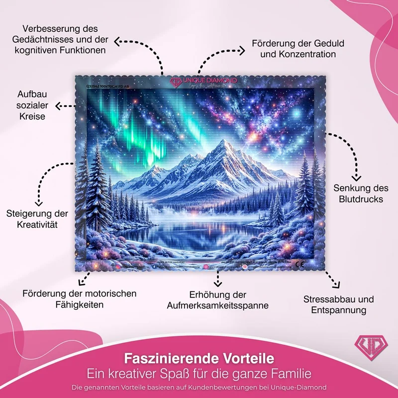 5D Diamond Painting – Polarlichter über den Bergen