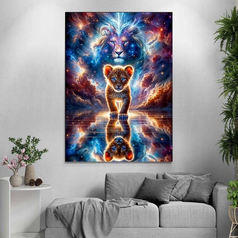 5D Diamond Painting – Himmlischer Löwenmut