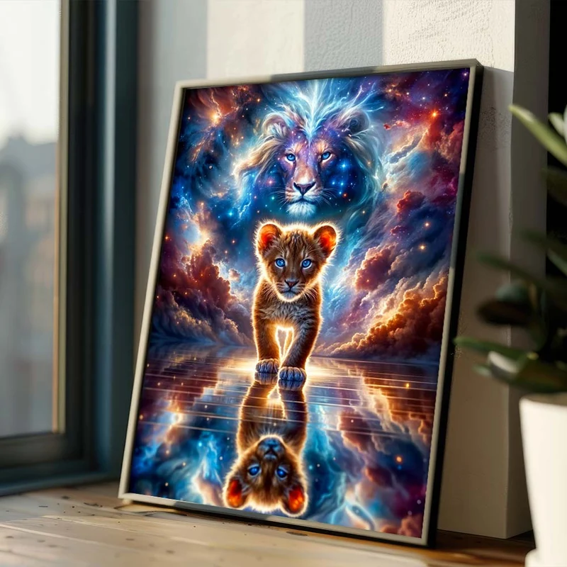 5D Diamond Painting – Himmlischer Löwenmut