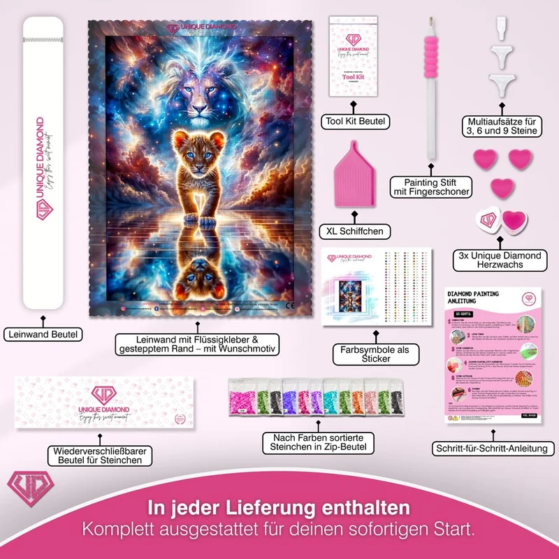 5D Diamond Painting – Himmlischer Löwenmut