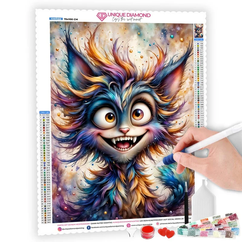 5D Diamond Painting – Schillernde Grinsekatze