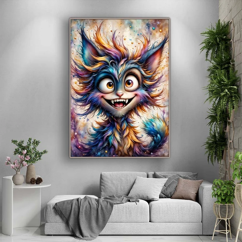 5D Diamond Painting – Schillernde Grinsekatze