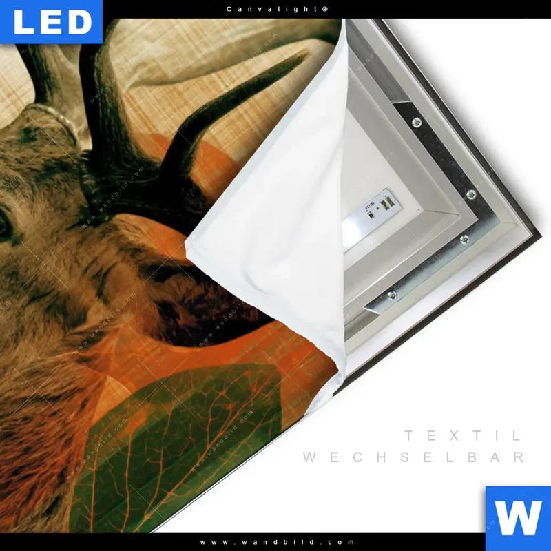 Canvalight® Leuchtbild | Hirsch - Waldkönig in Herbstfarben | Hochformat