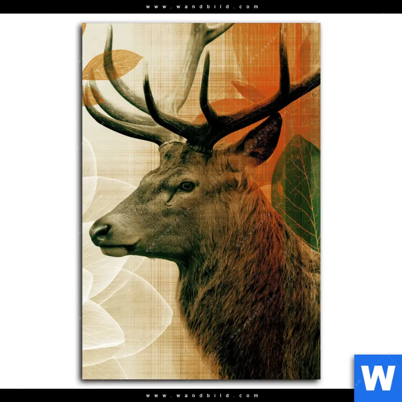 Leinwandbild | Hirsch - Waldkönig in Herbstfarben | Hochformat