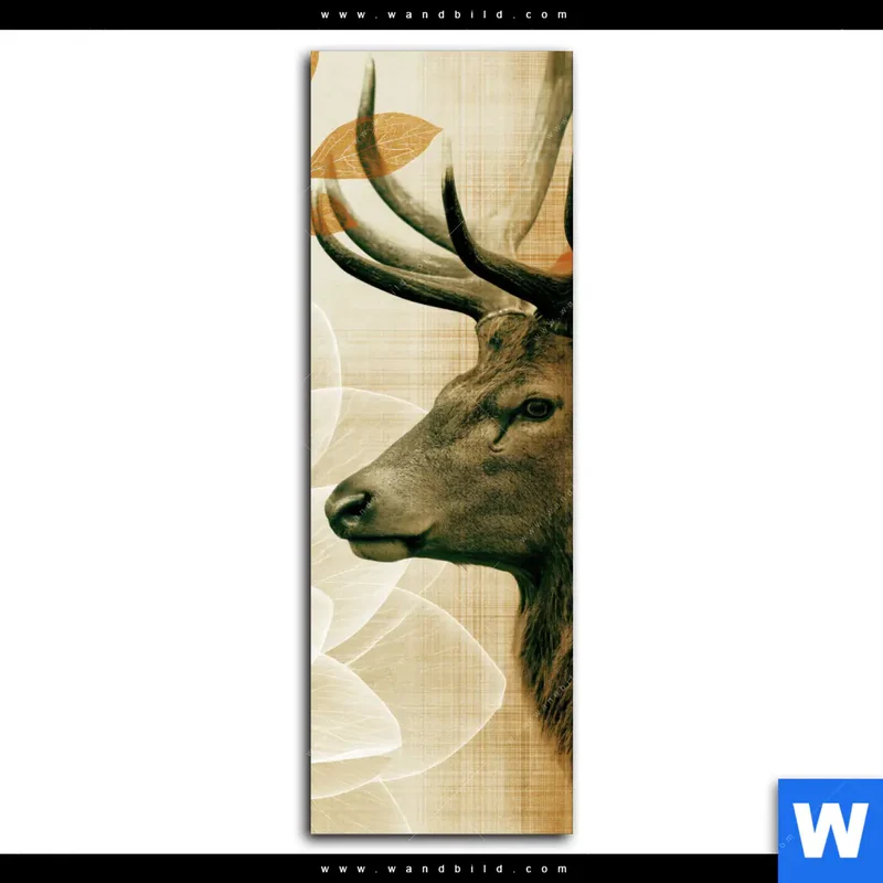 Aluminiumbild gebürstet | Hirsch - Waldkönig in Herbstfarben | Schmal
