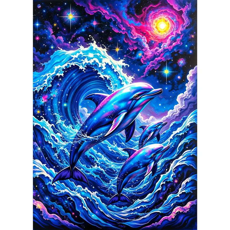 5D Diamond Painting – Galaktische Delfine