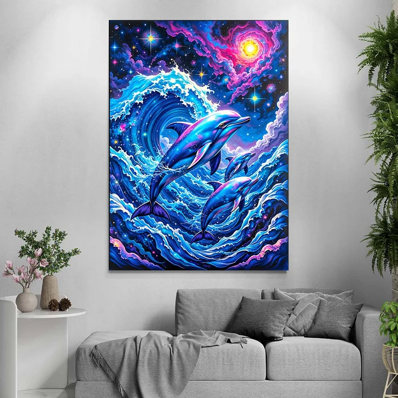 5D Diamond Painting – Galaktische Delfine