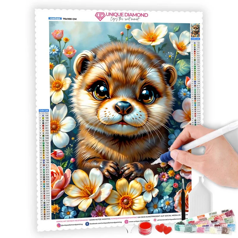 5D Diamond Painting – Blütenzauber des kleinen Wiesels