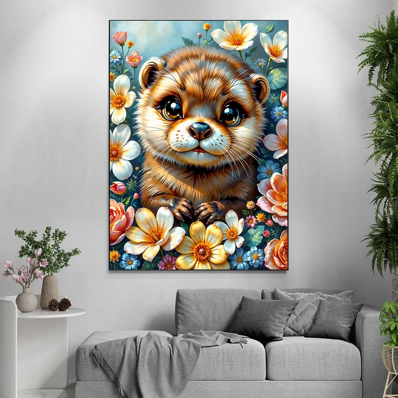 5D Diamond Painting – Blütenzauber des kleinen Wiesels