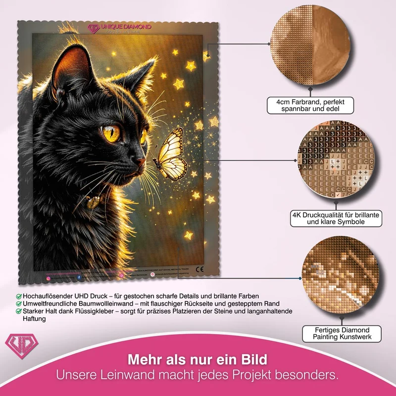 5D Diamond Painting – Sternenglanz der Nachtkatze
