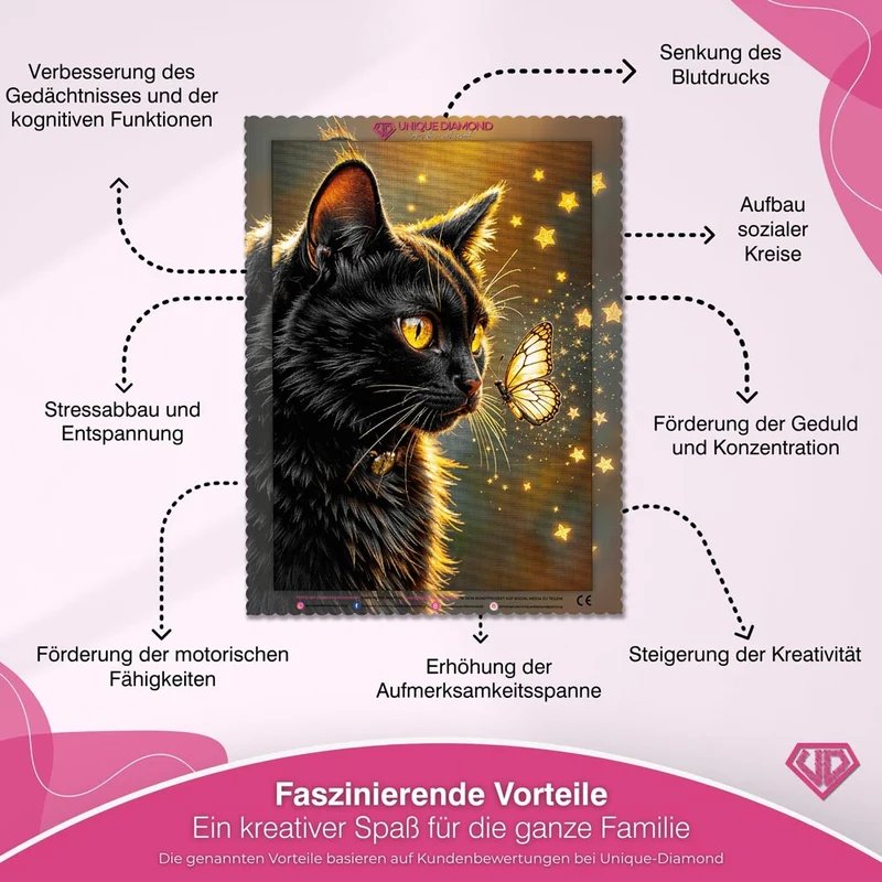 5D Diamond Painting – Sternenglanz der Nachtkatze