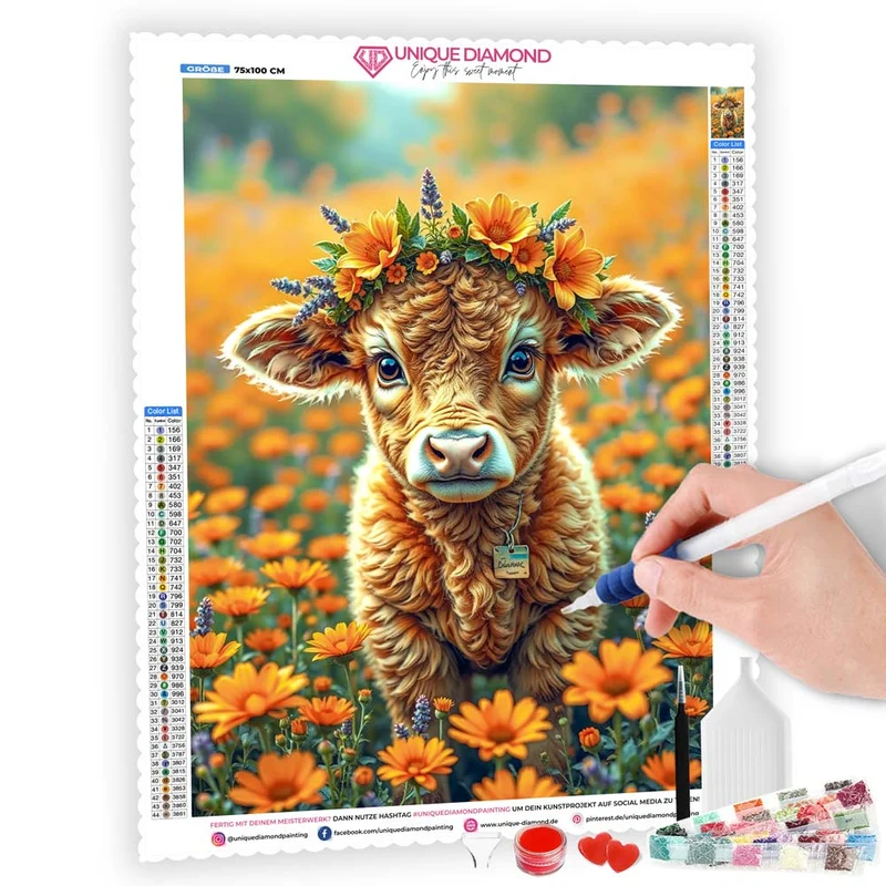 5D Diamond Painting – Blühendes Kälbchen