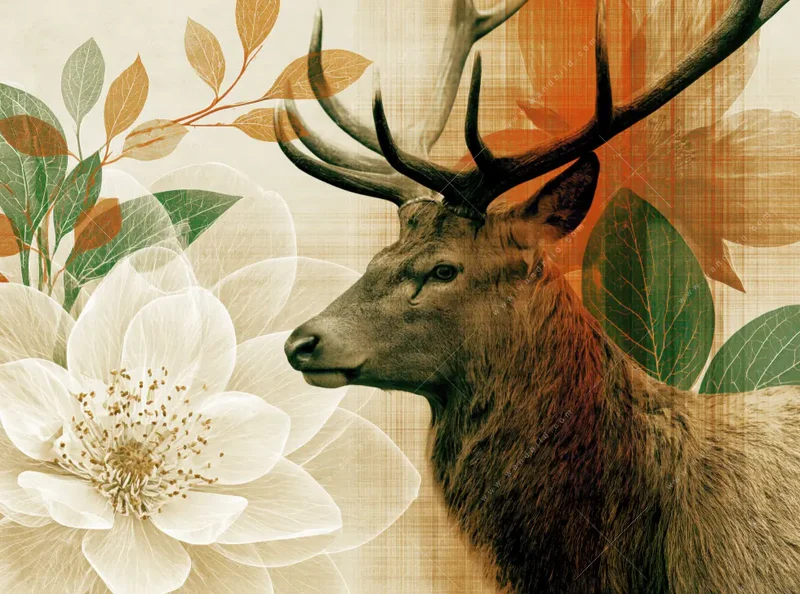 Alu-Dibond Bild | Hirsch - Waldkönig in Herbstfarben | Schmal