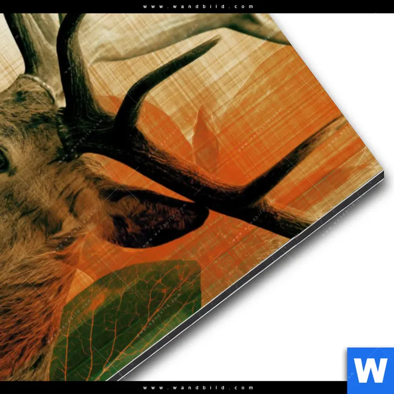Alu-Dibond Bild | Hirsch - Waldkönig in Herbstfarben | Hochformat