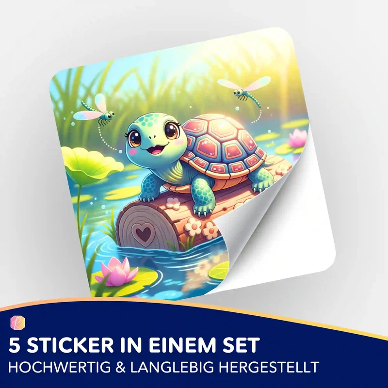Aufkleber 5er-Set - Schildkrötenmädchen Karla