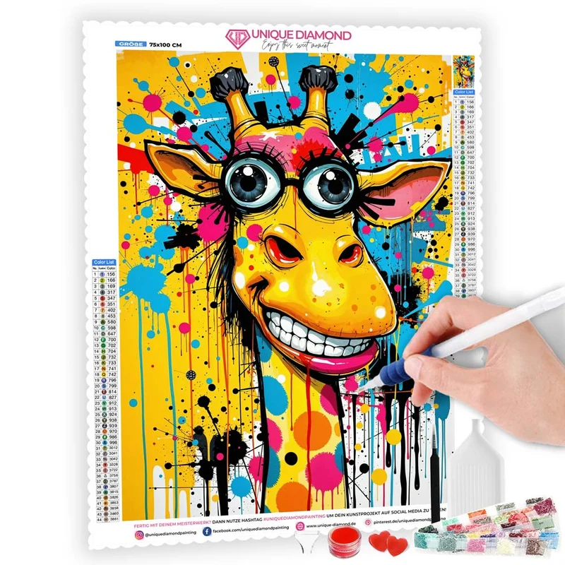 5D Diamond Painting – Bunte Giraffenfreude