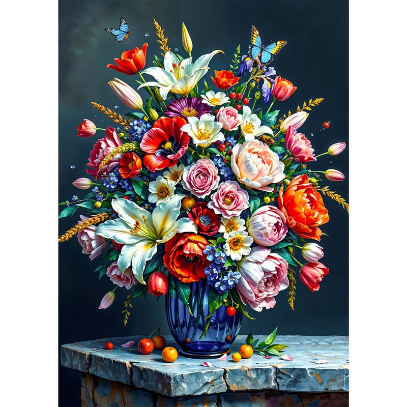 5D Diamond Painting – Blumenpracht in der Vase