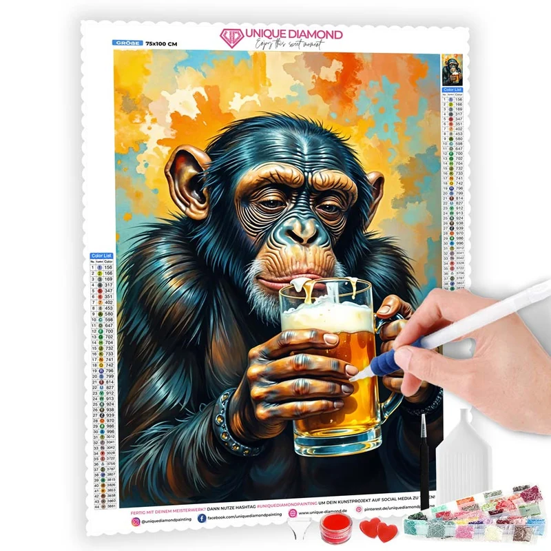 5D Diamond Painting – Feierabend mit Schimpanse