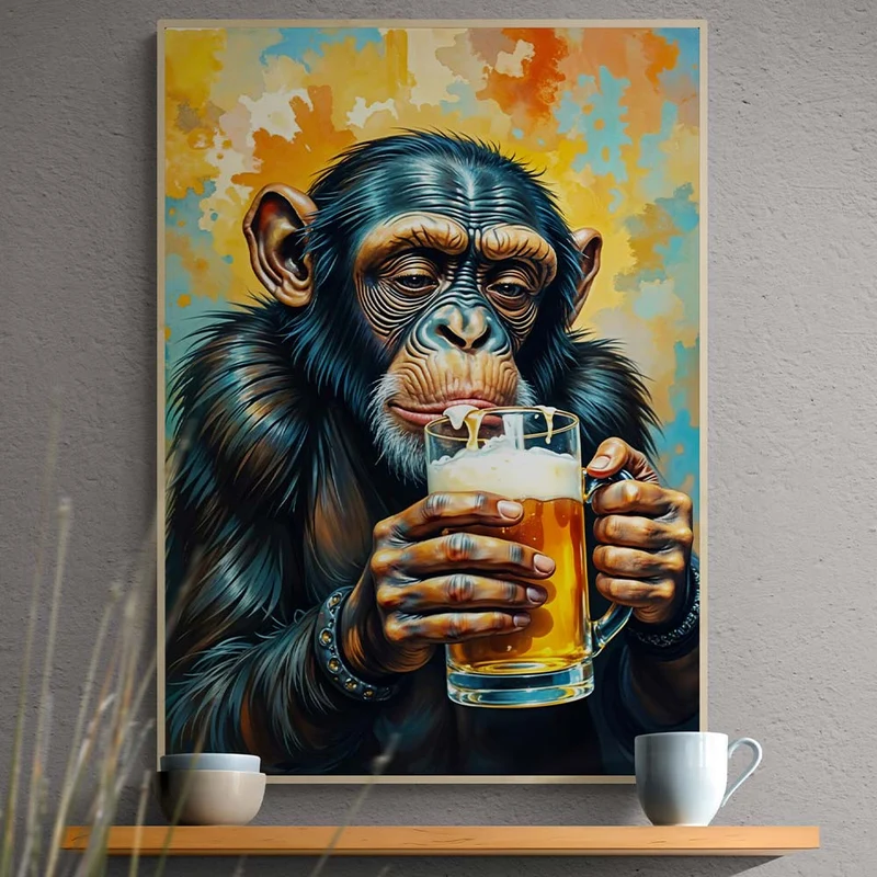 5D Diamond Painting – Feierabend mit Schimpanse