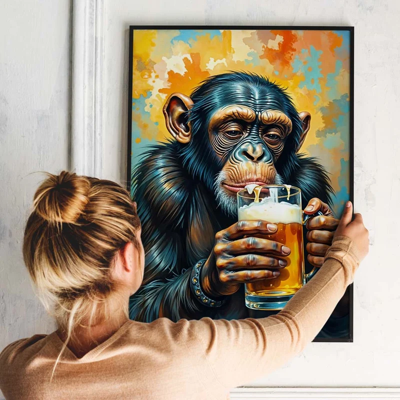 5D Diamond Painting – Feierabend mit Schimpanse