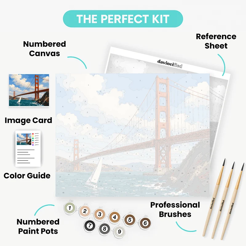Sailboat Under Golden Gate - Paint by Numbers Kit