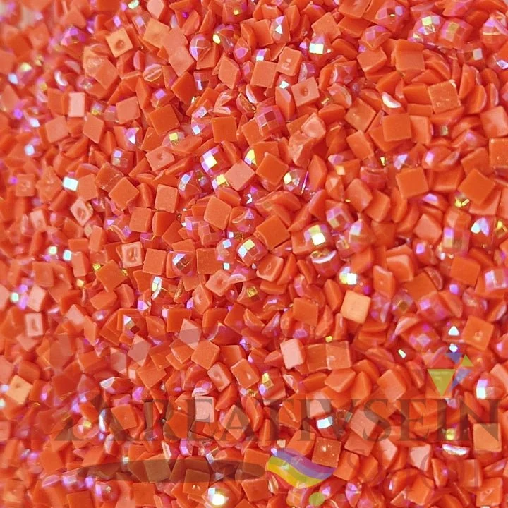 DMC 946 Burnt Orange MED - eckige Steine - Aurora Borealis (AB) - Diamond Painting