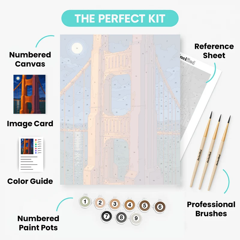 Moonlit Bridge Tower - Paint by Numbers Kit